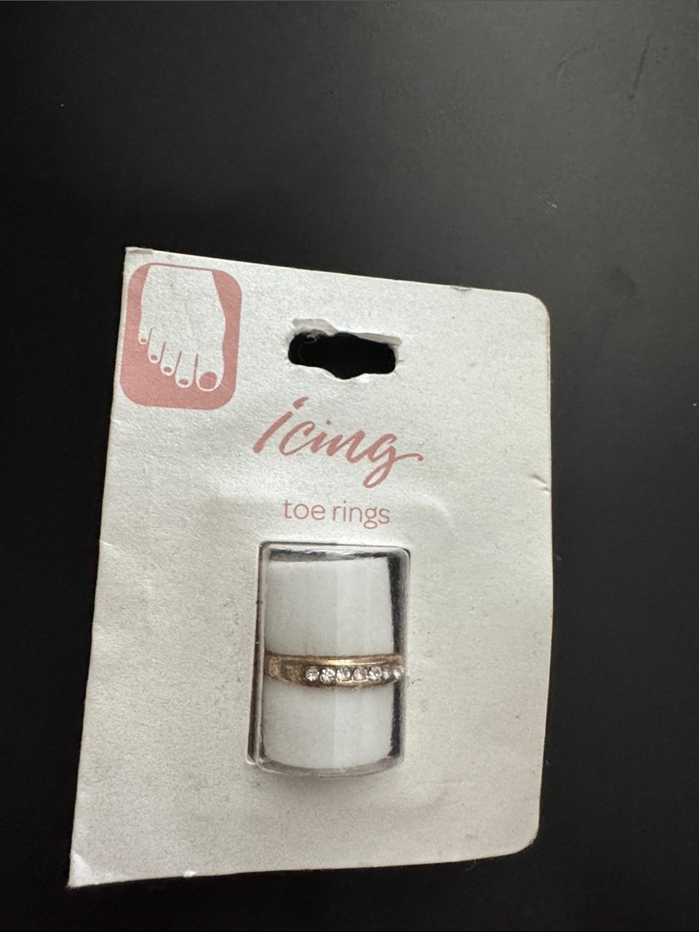 Icing Gold Tone Toe Ring with Clear Rhinestones